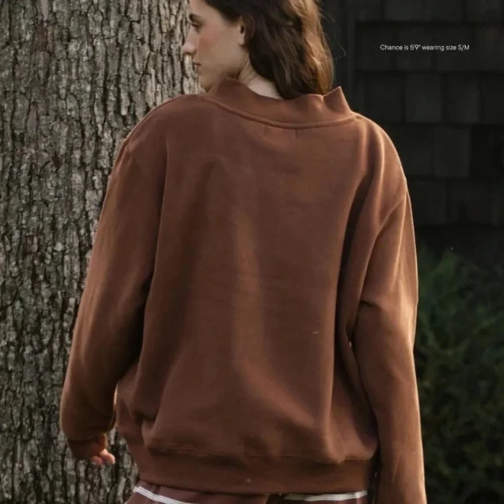 PARKE Hometown Varsity Mockneck Mocha + Cloud NWT